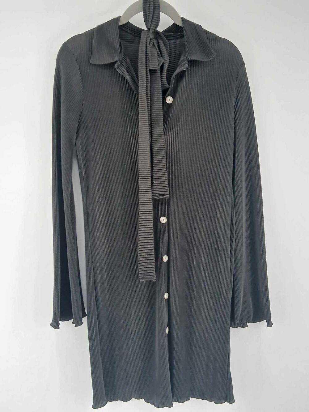 Black Reckless Hearts brand, long sleeve button-front style ribbed dress